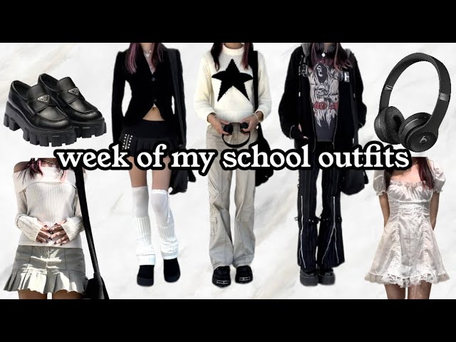 What I Wear To School In A Week ❥ Outfit Inspo (y2k, alternative, coquette) img